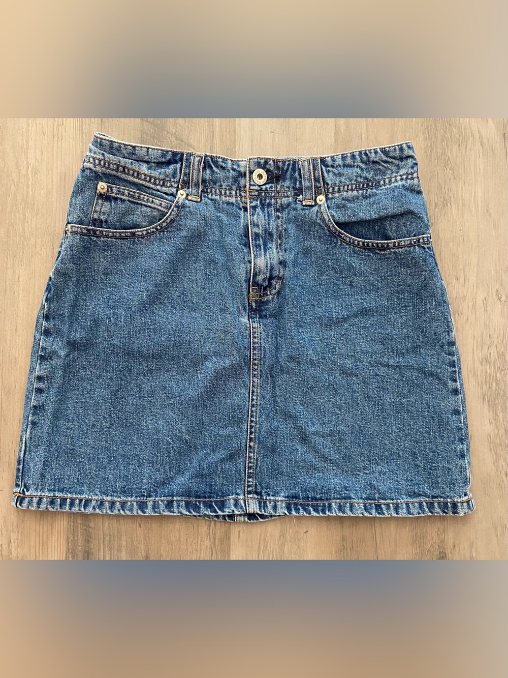 GAP Blue Denim Mini Skirt with Contrast Stitching